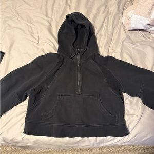 Scuba Oversized Black Half-Zip Hoodie